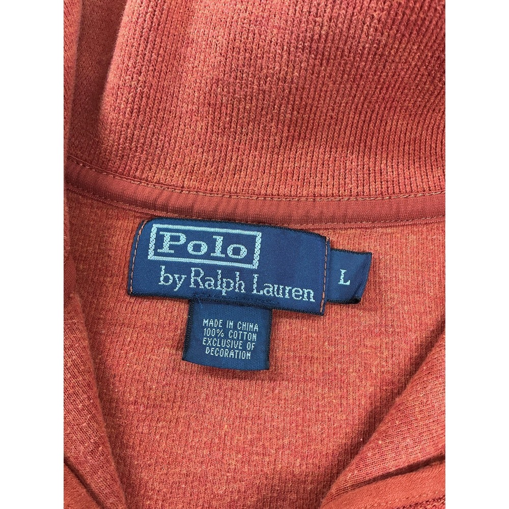Polo Ralph Lauren Sweater Mens Large Orange 1/4 Zip Mock Neck Pullover Knit - Picture 2 of 8